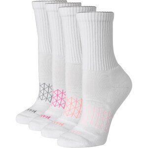 Women White Cushioned Absolute Active Crew Seamless Toe 4 Pair Socks